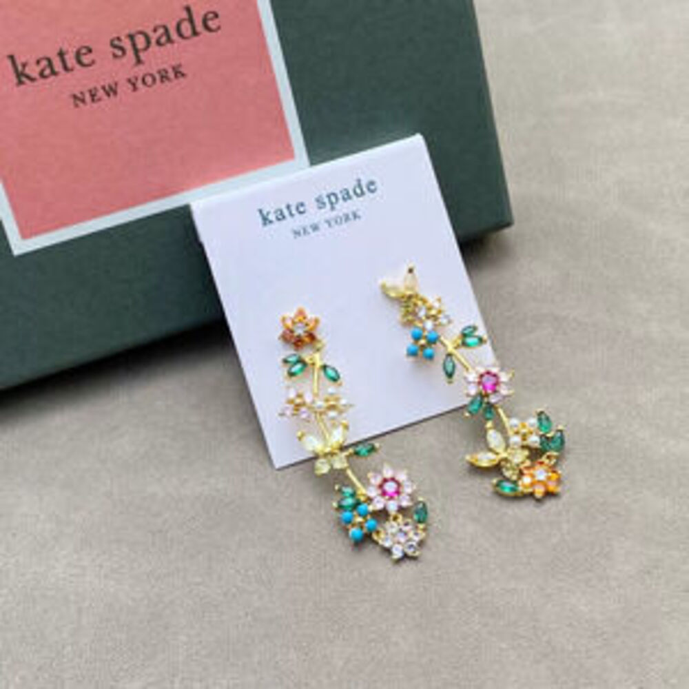 kate spade Trendy Color Zircon Butterfly Flower Earrings New Chinese Style